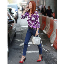 est design Women Blouse Feminine Flower Printed Top Loose Women Shirt ELY