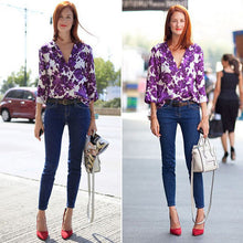 est design Women Blouse Feminine Flower Printed Top Loose Women Shirt ELY