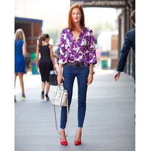 est design Women Blouse Feminine Flower Printed Top Loose Women Shirt ELY