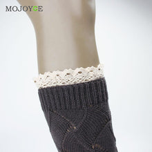 22-25cm Lace Knee High Boot Short Knitting Boots with Button Women Warm Leg Knitted Crochet Long Warm Warmers ELY