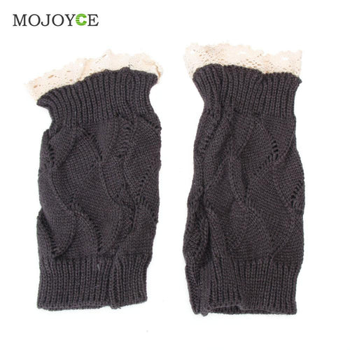 22-25cm Lace Knee High Boot Short Knitting Boots with Button Women Warm Leg Knitted Crochet Long Warm Warmers ELY