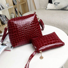 2PCS Women Bags Bag Handbags Handbags Messenger Shoulder Bag Crocodile PU Leather bags ELY