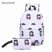 2Pcs Fasion Emoticon Backpack Women 3D Nylon Cute Smiling Face Mochila Feminina Travel School Bag Mochila Printing Backpack ELY
