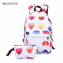 2Pcs Fasion Emoticon Backpack Women 3D Nylon Cute Smiling Face Mochila Feminina Travel School Bag Mochila Printing Backpack ELY