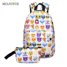 2Pcs Fasion Emoticon Backpack Women 3D Nylon Cute Smiling Face Mochila Feminina Travel School Bag Mochila Printing Backpack ELY