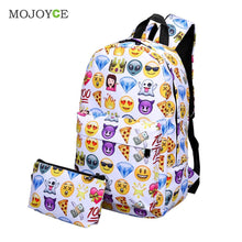 2Pcs Fasion Emoticon Backpack Women 3D Nylon Cute Smiling Face Mochila Feminina Travel School Bag Mochila Printing Backpack ELY