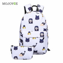 2Pcs Fasion Emoticon Backpack Women 3D Nylon Cute Smiling Face Mochila Feminina Travel School Bag Mochila Printing Backpack ELY