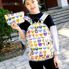 2Pcs Fasion Emoticon Backpack Women 3D Nylon Cute Smiling Face Mochila Feminina Travel School Bag Mochila Printing Backpack ELY