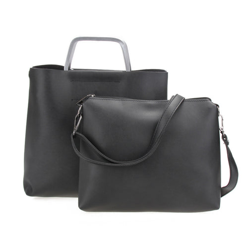 2pcs Women Leather Handbag Metal Handle Women Bag Shoulder Crossbody Bag PU Clutches Bolsa Feminina Messenger Bag Brand ELY