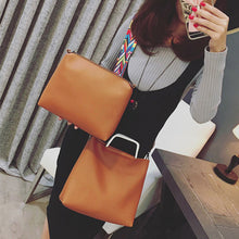 2pcs Women Leather Handbag Metal Handle Women Bag Shoulder Crossbody Bag PU Clutches Bolsa Feminina Messenger Bag Brand ELY
