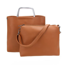 2pcs Women Leather Handbag Metal Handle Women Bag Shoulder Crossbody Bag PU Clutches Bolsa Feminina Messenger Bag Brand ELY