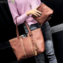 2pcs PU Tassel Women Bag Women Leather Handbag Shoulder Crossbody Bag Casual Tote Famous Brand Bolsa Feminina ELY