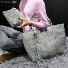 2pcs PU Tassel Women Bag Women Leather Handbag Shoulder Crossbody Bag Casual Tote Famous Brand Bolsa Feminina ELY