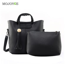 2pcs Fasion Women Leather Handbag PU Tote Wooden Beads Tassel Shoulder Women Messenger Bags Sac A Main 1STL ELY