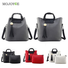 2pcs Fasion Women Leather Handbag PU Tote Wooden Beads Tassel Shoulder Women Messenger Bags Sac A Main 1STL ELY