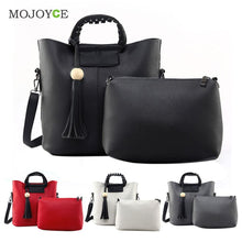 2pcs Fasion Women Leather Handbag PU Tote Wooden Beads Tassel Shoulder Women Messenger Bags Sac A Main 1STL ELY