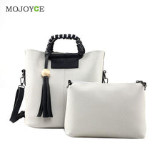 2pcs Fasion Women Leather Handbag PU Tote Wooden Beads Tassel Shoulder Women Messenger Bags Sac A Main 1STL ELY