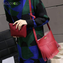 2pcs PU Lether Women Bag Tassel Shoulder Crossbody Bag Retro Women Leather Handbags Women Messenger Bag ELY