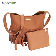 2pcs PU Lether Women Bag Tassel Shoulder Crossbody Bag Retro Women Leather Handbags Women Messenger Bag ELY