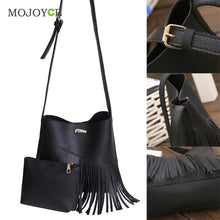 2pcs PU Lether Women Bag Tassel Shoulder Crossbody Bag Retro Women Leather Handbags Women Messenger Bag ELY