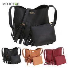 2pcs PU Lether Women Bag Tassel Shoulder Crossbody Bag Retro Women Leather Handbags Women Messenger Bag ELY