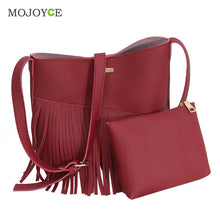 2pcs PU Lether Women Bag Tassel Shoulder Crossbody Bag Retro Women Leather Handbags Women Messenger Bag ELY