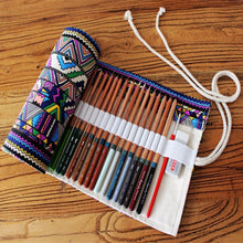 36/48/72 Ethnic Wind Professional Cosmetic Brush Bag Pen Bag Roll Pouch Printing Pencil Case Canvas Cosmetic Make Up Bag 1STL ELY