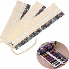 36/48/72 Ethnic Wind Professional Cosmetic Brush Bag Pen Bag Roll Pouch Printing Pencil Case Canvas Cosmetic Make Up Bag 1STL ELY