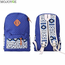 3pcs Fasion Canvas Women Backpack Girls School Bags Ethnic Vintage Retro Dot Printing Canvas Backpacks Composite Clutch ELY
