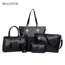 6Pcs CROCO Pattern Women Leather Handbags Shoulder Crossbody Bags Handbags Women Famous Brands Women Messenger Bag 1STL ELY