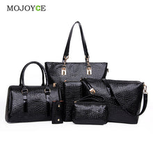 6Pcs CROCO Pattern Women Leather Handbags Shoulder Crossbody Bags Handbags Women Famous Brands Women Messenger Bag 1STL ELY