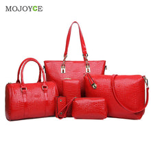 6Pcs CROCO Pattern Women Leather Handbags Shoulder Crossbody Bags Handbags Women Famous Brands Women Messenger Bag 1STL ELY