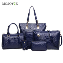 6Pcs CROCO Pattern Women Leather Handbags Shoulder Crossbody Bags Handbags Women Famous Brands Women Messenger Bag 1STL ELY