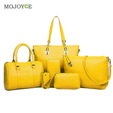 6Pcs CROCO Pattern Women Leather Handbags Shoulder Crossbody Bags Handbags Women Famous Brands Women Messenger Bag 1STL ELY