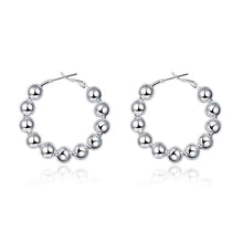 8MM Bead hoop Earings silver plated jewelry earrings silver plated earrings 188 ELY