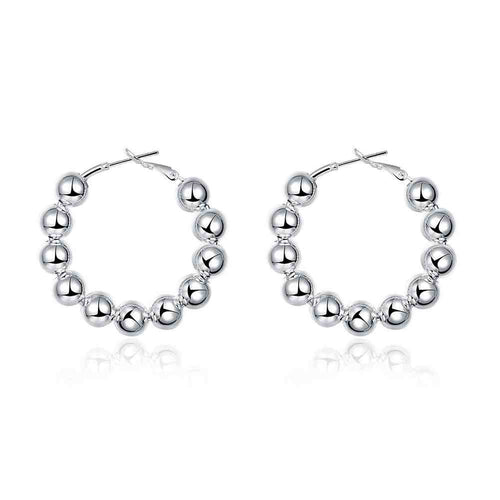 8MM Bead hoop Earings silver plated jewelry earrings silver plated earrings 188 ELY
