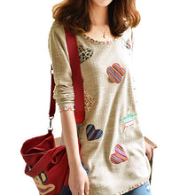 Artistic Style Knitted Women Blouses Fresh Hearts Flowers Appliques Shirts Women Blusas Femininas Women Tops ELY