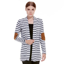 Striped Bomber Jacket Women Cardigan Long Sleeve Elbow Patchwork Knitted Cotton Thin Jumper Long Women Basic Coats ELY