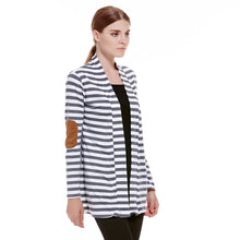 Striped Bomber Jacket Women Cardigan Long Sleeve Elbow Patchwork Knitted Cotton Thin Jumper Long Women Basic Coats ELY