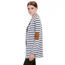 Striped Bomber Jacket Women Cardigan Long Sleeve Elbow Patchwork Knitted Cotton Thin Jumper Long Women Basic Coats ELY
