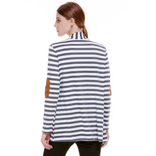 Striped Bomber Jacket Women Cardigan Long Sleeve Elbow Patchwork Knitted Cotton Thin Jumper Long Women Basic Coats ELY