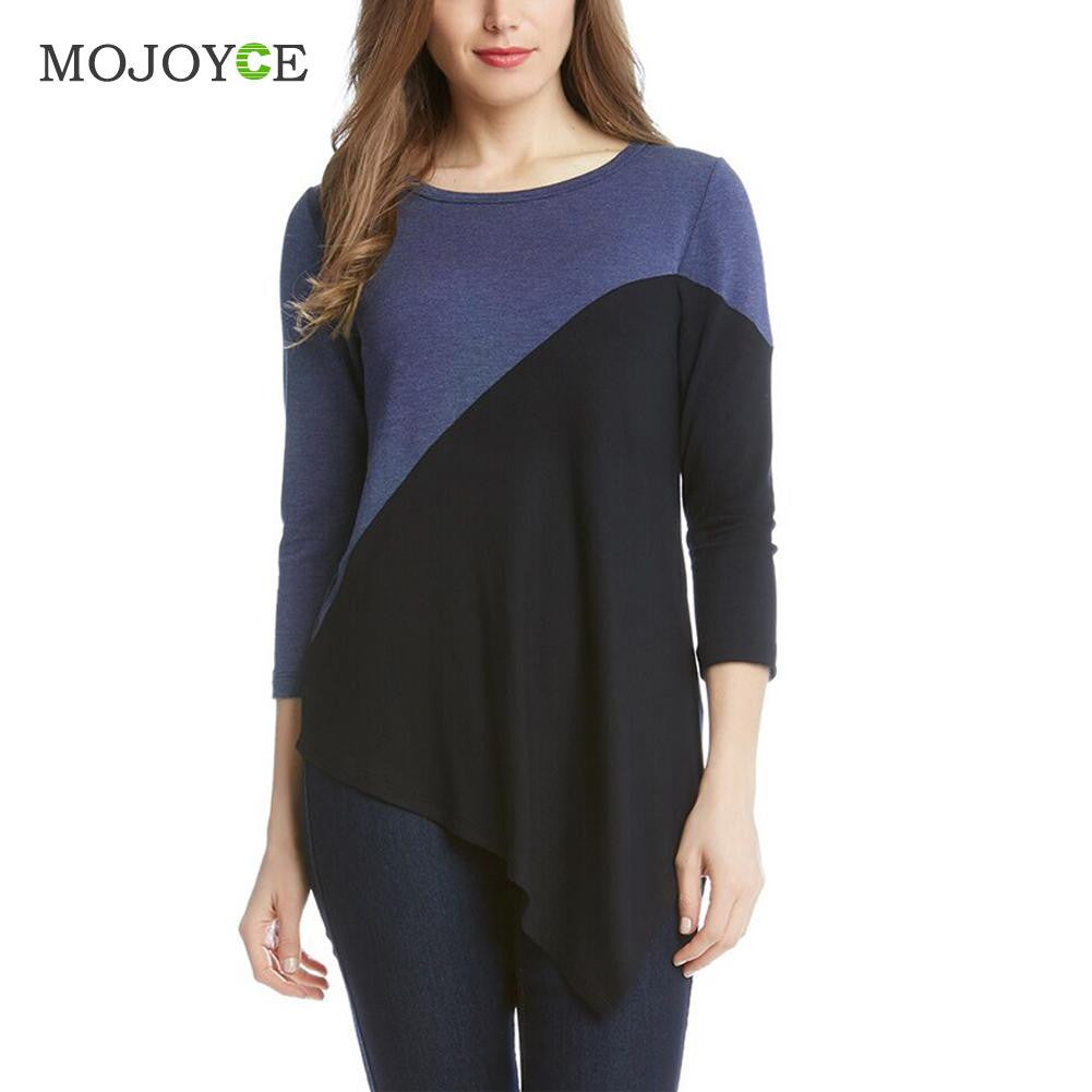 Women Tops Blusas Femininas Long Sleeve Irregular Joining Together T-shirt Women Plus Size blusa Camisetas Mujer ELY