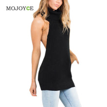 Backless Sleeveless Women Sweaters and Pullovers Turtleneck Knitted Regular Sweater Cardigan Women Pullover Tops Cardigans 1STL ELY