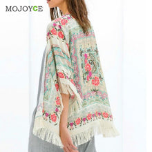 Batwing Sleeve Printed Tassels Kimono Chiffon Blouse Shawl Sun Protection Cover Women Blouses Blusas Feminino Women Tops 1STL ELY