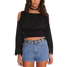 Beach Style O-neck Long Sleeve Crop Top with Lace Women Casual Blouses 1STL ELY