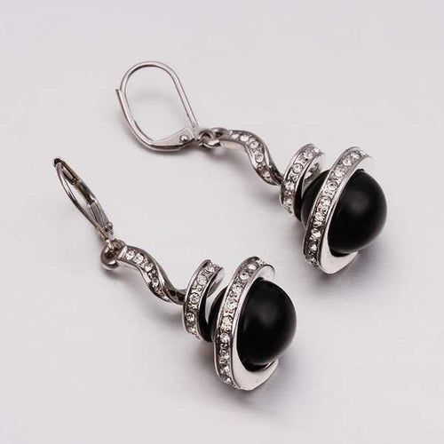 Best Friends jewerly 18K Gold Plated Earing Spiral black beads drop earrings brincos SMTPE255 ELY