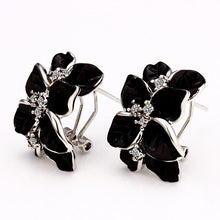 Best Friends jewerly 18K Gold Plated Earing black flower stud earrings brincos SMTPE 17 ELY