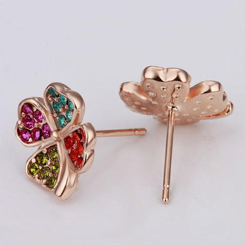 Best Friends jewerly 18K Gold Plated Earing colorful clover stud earrings brincos SMTPE 59 ELY