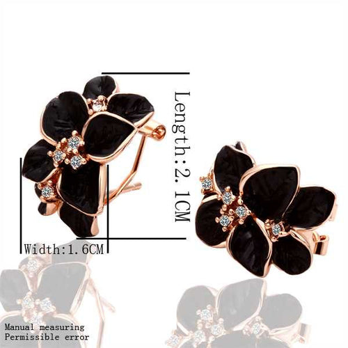 Best Friends jewerly 18K Gold Plated Earing nv black flower stud earrings brincos SMTPE 18 ELY