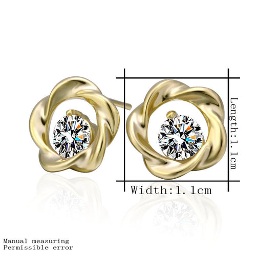 Best Friends jewerly 18K Gold Plated Earing yellow rose crystal stud earrings brincos SMTPE286 ELY